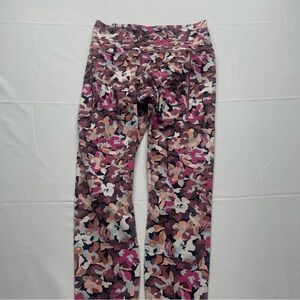 Athleta Pink and Brown Floral Leggings